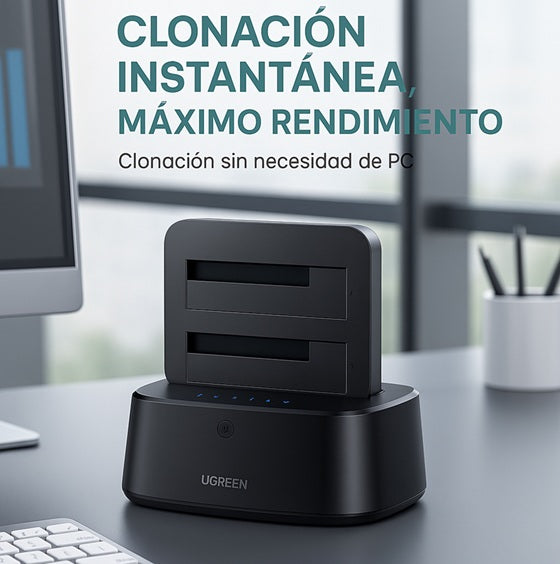 Base USB 3.0 para Disco Duro de Doble Bahía UGREEN 50854 | WiccomShop