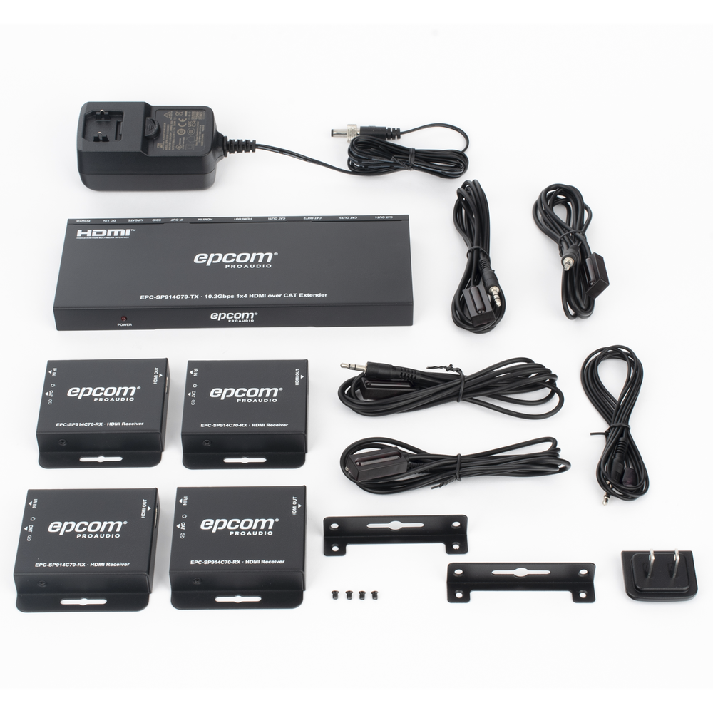Splitter HDMI 1x4 | Extensor HDMI | 4K@30Hz 40m | 1080p@60Hz 70m | Función PoC | 4:4:4