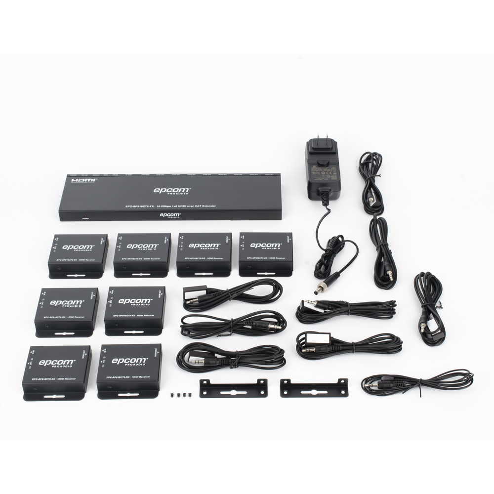 Splitter HDMI 1x8 | Extensor HDMI | 4K@30Hz 40m | 1080p@60Hz 70m | Función PoC | 4:4:4