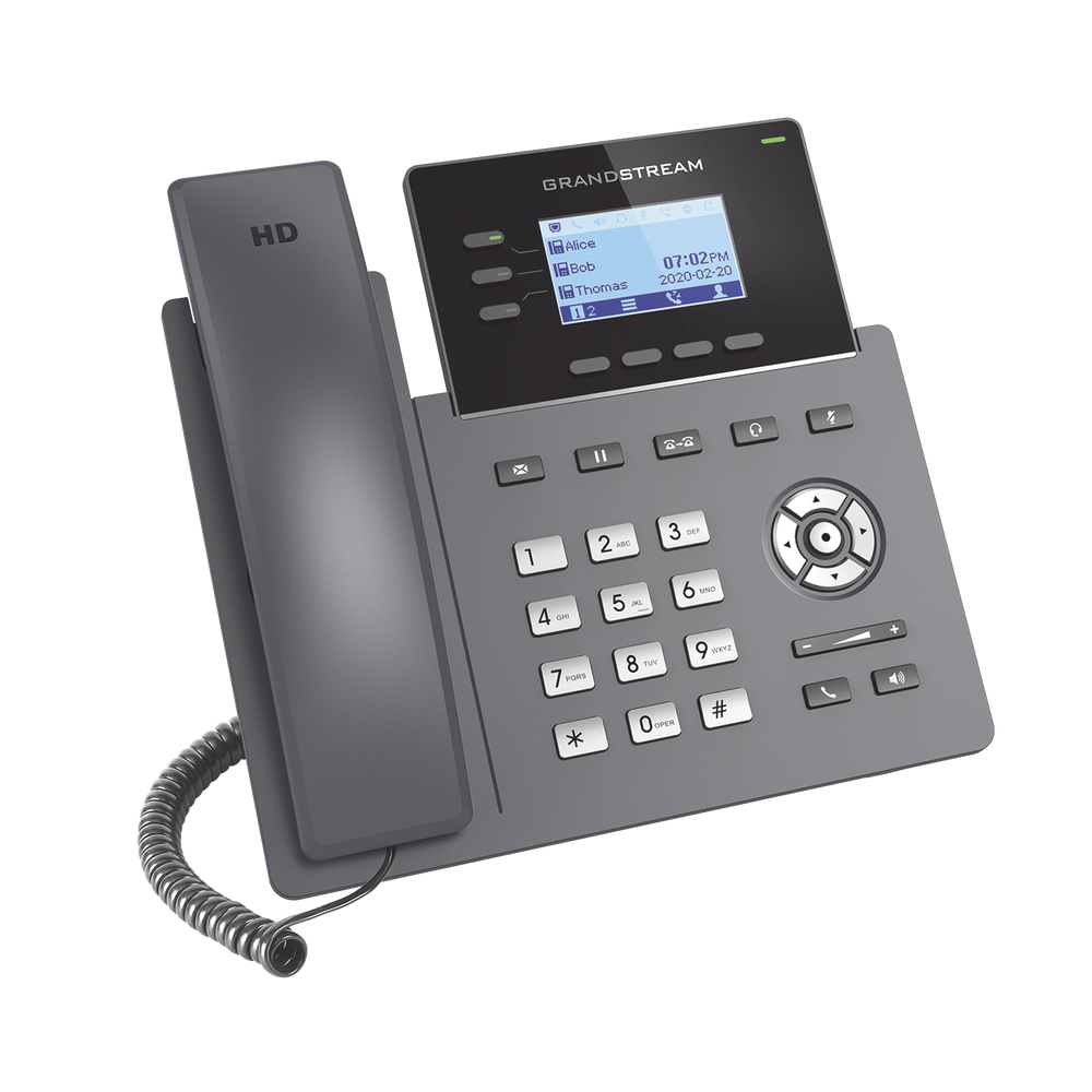 Teléfono IP Grado Operador, 3 líneas SIP con 6 cuentas, puertos Gigabit PoE, codec Opus, IPV4/IPV6 con gestión en la nube GDMS
