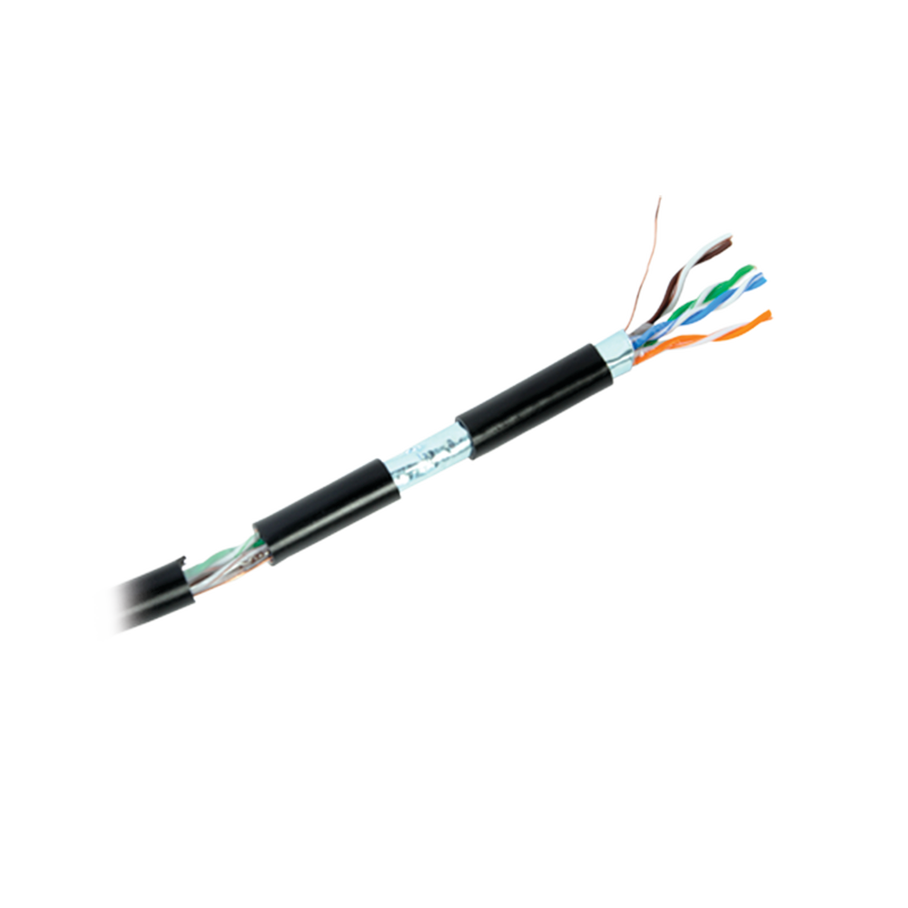 Bobina de Cable de 305 Metros (1000 Pies), Cat5e, FTP, Blindado, Color Negro, UL, para Aplicaciones en Video Vigilancia, Redes de Datos. Uso en Intemperie