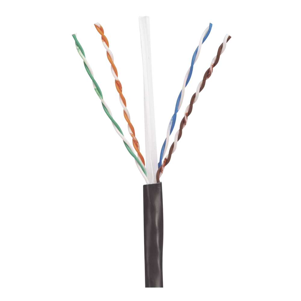 Bobina de Cable UTP de 4 Pares, PanNet, Para Exterior con Gel, Cat6 (23 AWG), Industrial para Climas Extremos, Color Negro, 305 Metros (1000 Pies)