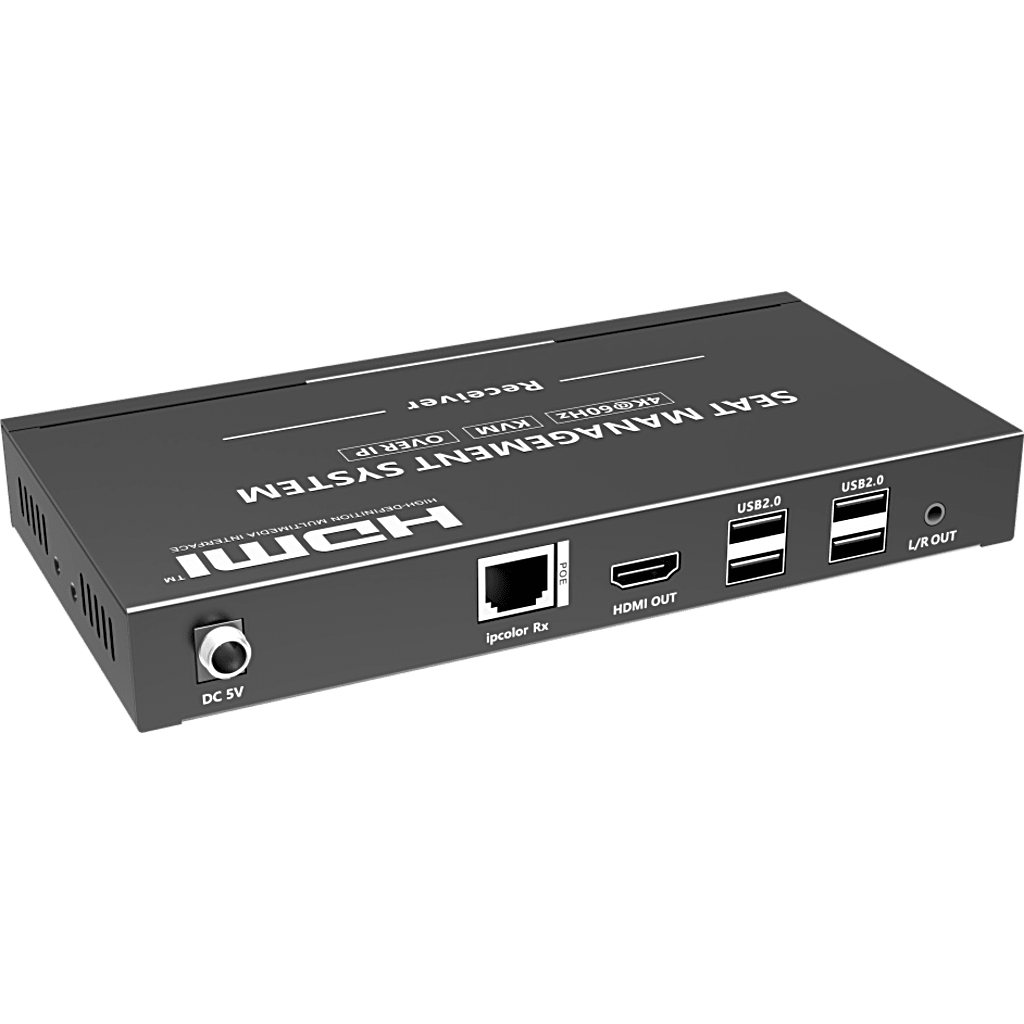 Receptor KVM por IP | 4K@60Hz | 120 m con PoE | Loop-out | Multiview y Videowall | HDMI 2.0 | USB 2.0 | Metálico