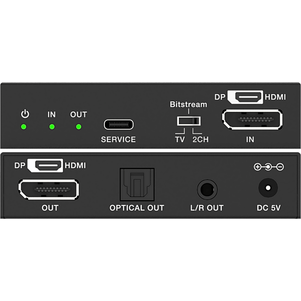 Extensor de Video DP y HDMI | Convertidor Combo DisplayPort / HDMI | Extracción de Audio | Hasta 8K30 | 4K120 | HDCP 2.3 | Múltiples Formatos de Audio | HDR10