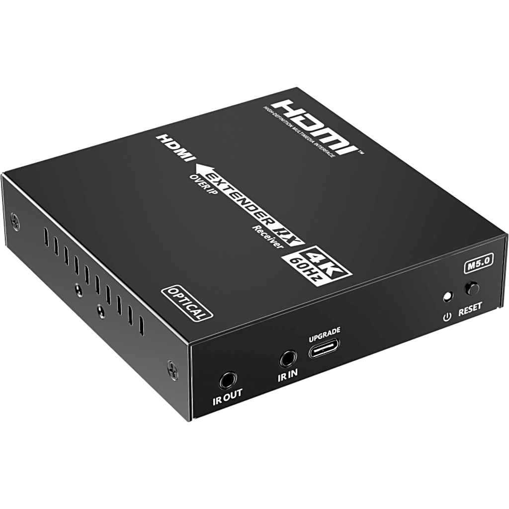 Receptor HDMI sobre IP | 4K60Hz | Fibra Óptica 40 km (24.85 mi) | 18 Gbps | HDMI 2.0 | HDCP 1.4/2.2 | IR | Protección ESD