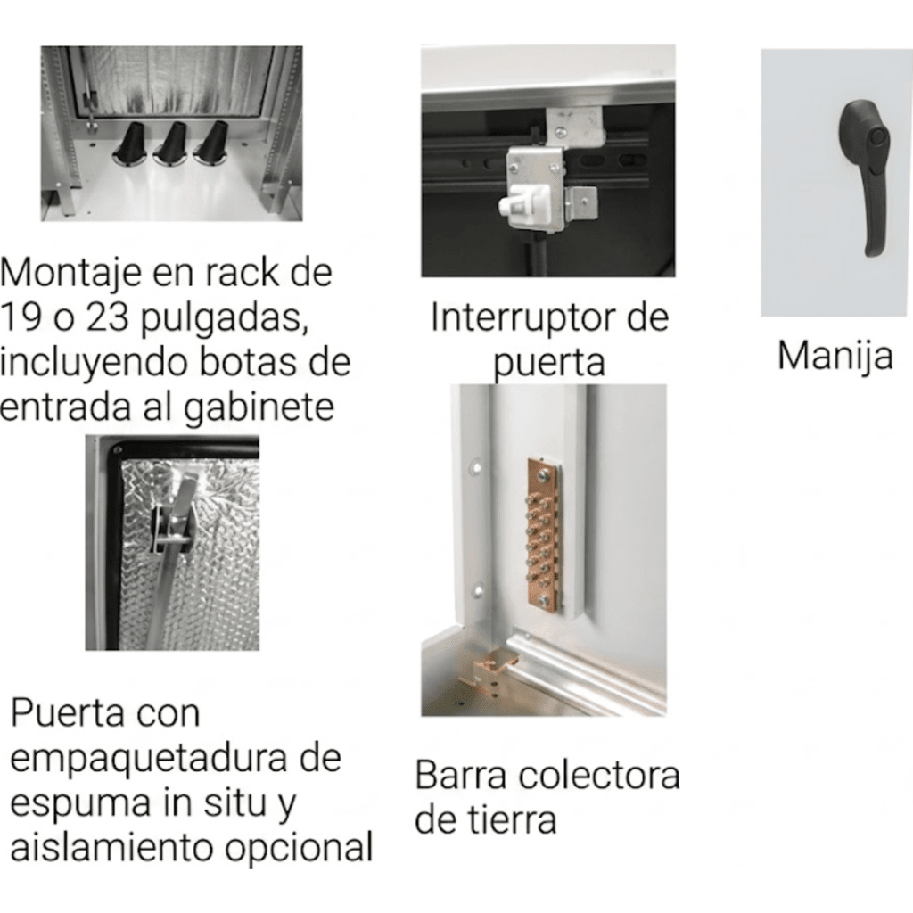 Gabinete para Exterior Tipo 4X Doble Puerta de 22 UR / Aluminio Soldado / 1270 x 762 x 1118 mm (50 x 30 x 44 in) / Exterior IP66 / Montaje Almohadilla / Aislamiento Termico / Gris RAL 7035