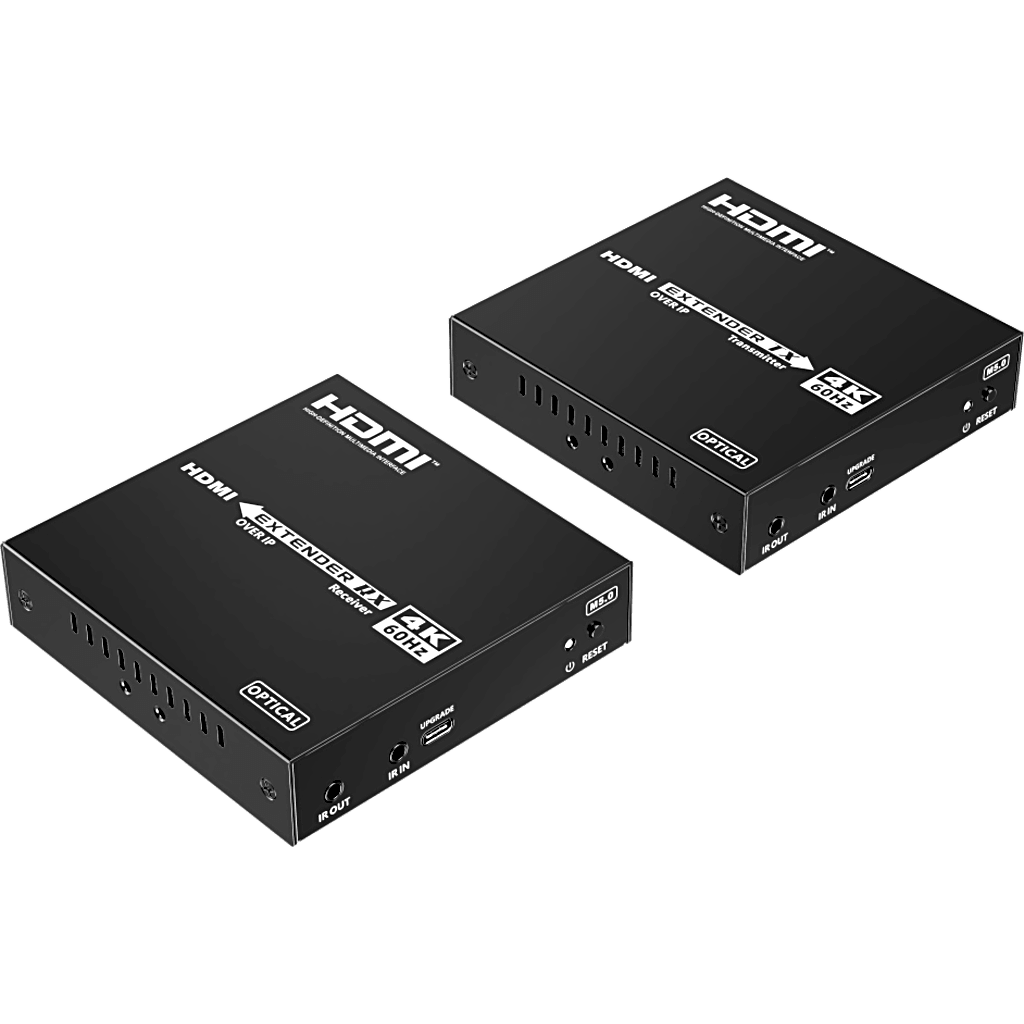 Extensor HDMI sobre IP | 4K60Hz | Fibra Óptica 40 km (24.85 mi) | 18 Gbps | HDMI 2.0 | HDCP 1.4/2.2 | IR | Protección ESD