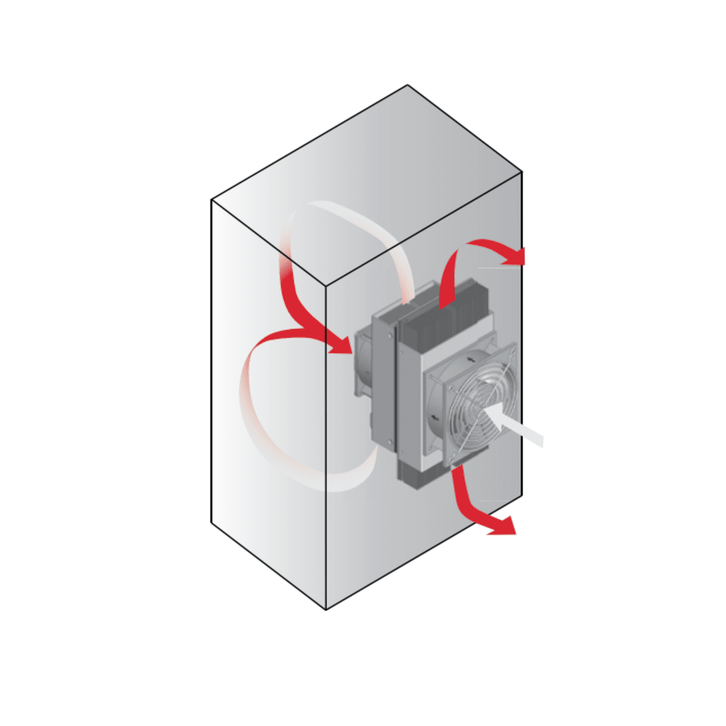 Refrigerador Termoeléctrico / 24V DC / 52W (178 BTU/h) / Interiores y exteriores / Efecto Peltier / Enfriamiento y Calentamiento / Acero Gris RAL 7035 / Montaje Vertical-Horizontal / -40°C a 55°C (-40°F a 131°F)
