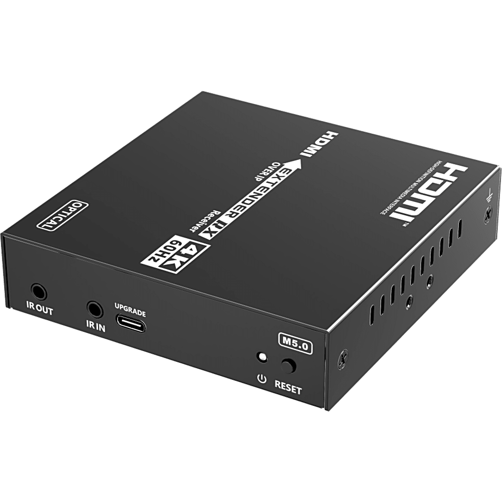 Receptor HDMI sobre IP | 4K60Hz | Fibra Óptica 40 km (24.85 mi) | 18 Gbps | HDMI 2.0 | HDCP 1.4/2.2 | IR | Protección ESD
