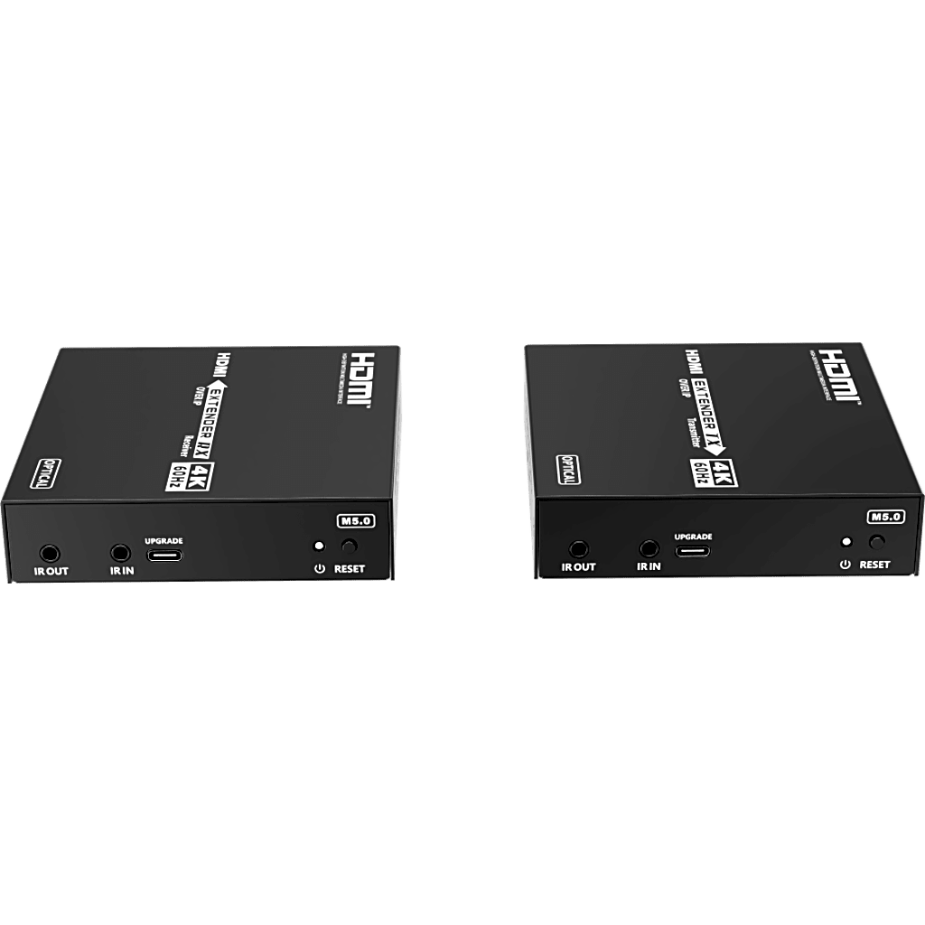 Extensor HDMI sobre IP | 4K60Hz | Fibra Óptica 40 km (24.85 mi) | 18 Gbps | HDMI 2.0 | HDCP 1.4/2.2 | IR | Protección ESD