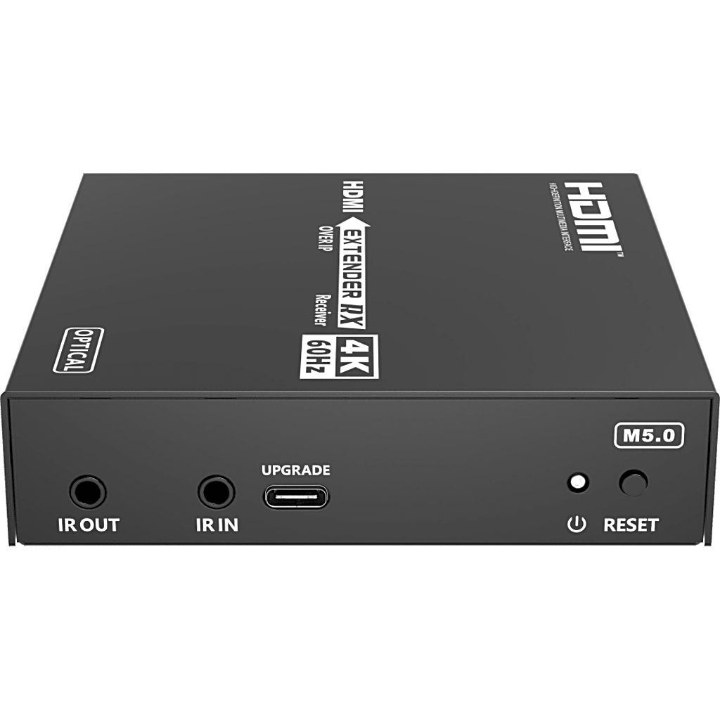 Receptor HDMI sobre IP | 4K60Hz | Fibra Óptica 40 km (24.85 mi) | 18 Gbps | HDMI 2.0 | HDCP 1.4/2.2 | IR | Protección ESD