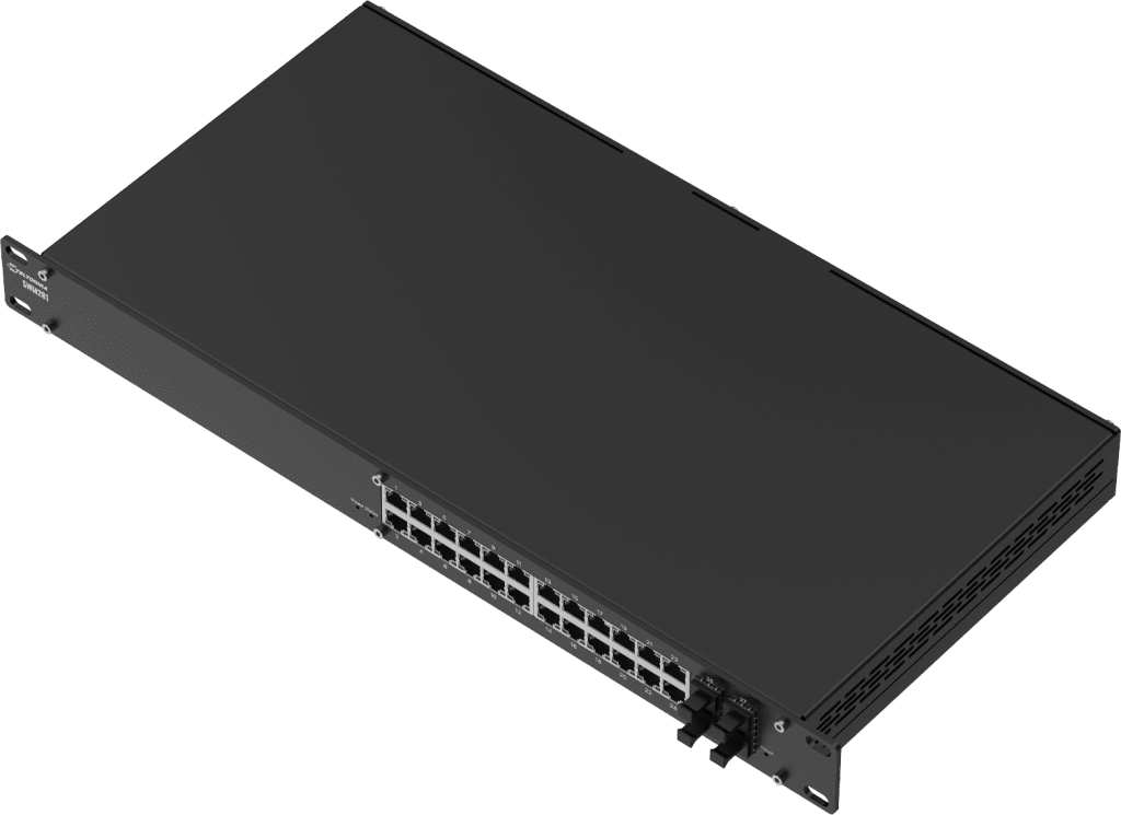 Switch Administrado L2+, 24 Puertos Gigabit Ethernet, 4 Puertos SFP, Ancho de Banda 56 Gbps, IP30, Rack Mount, PROFINET Opcional, TSWOS