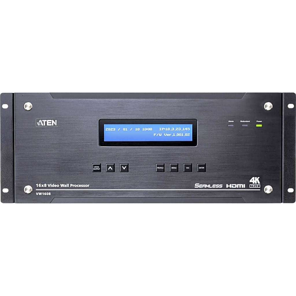 Procesador de Video Wall Modular 4U / 16 Entradas 8 Salidas / True 4K@60Hz / FPGA / H.265-H.264 / Redundancia Dual PSU / Encadenamiento Respaldo-Expansión / Control Remoto Web GUI / RS-232 / Ethernet