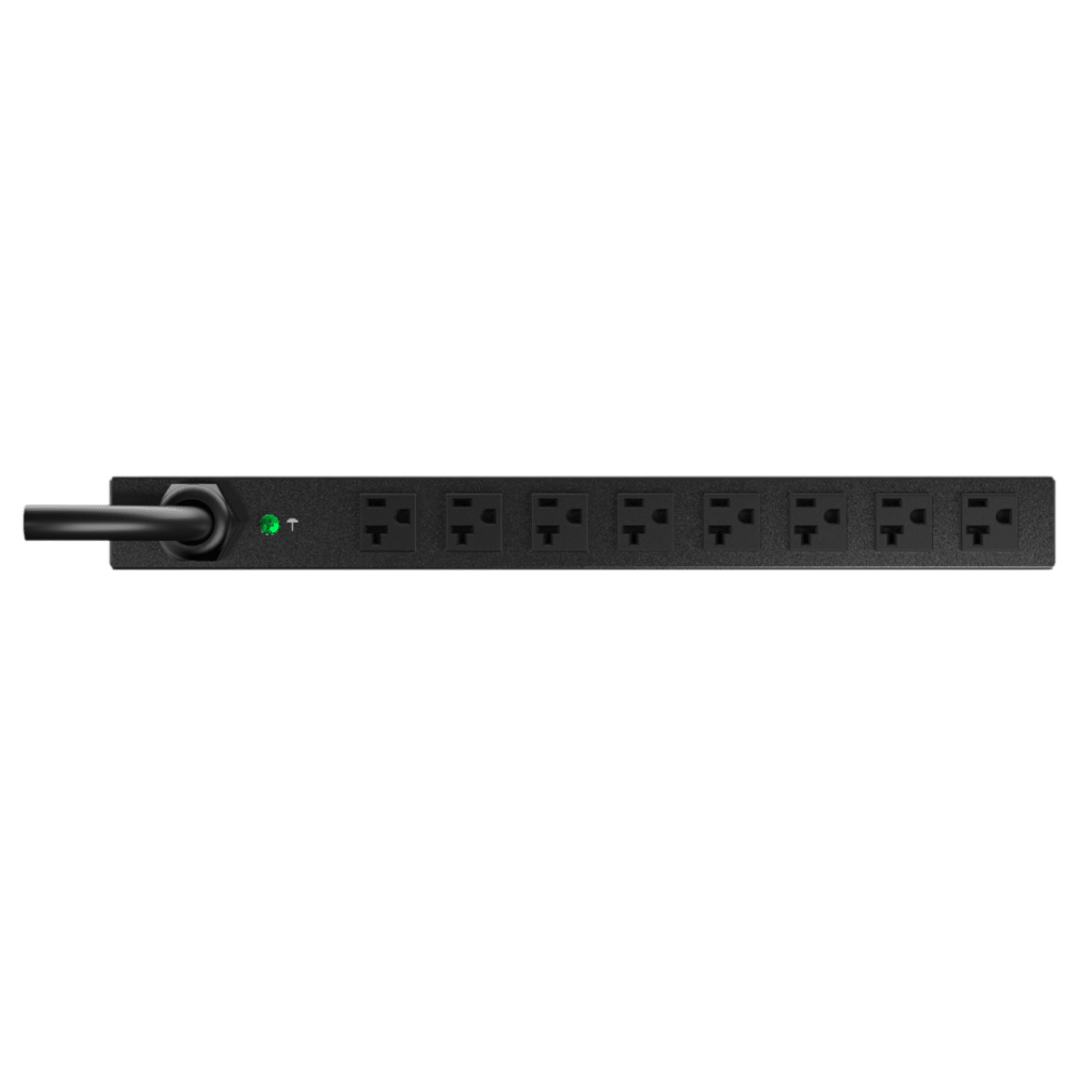 PDU ES2P Monitoreable (MI) para Distribución de Energía, Enchufe de Entrada NEMA 5-15P, Con 8 Salidas 5-20R, Horizontal 19in, 120 Vca, 15 Amp, 1UR