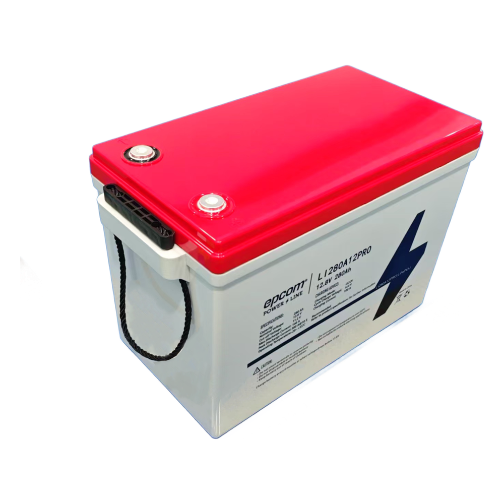 Batería de Litio LiFePO4 Ciclo Profundo / 12.8 Vcc / 280 Ah / 3.58 kWh / 6000 Ciclos / Descarga 140 A / Carga 100 A / BMS con Corte a 11.2 Vcc / Solar y Marina