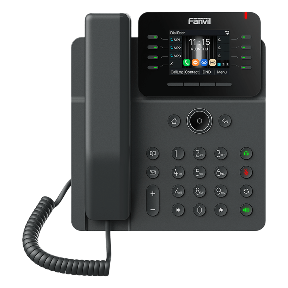 Teléfono IP Empresarial / 12 Líneas SIP / Pantalla Color 2.8" HD 320x240 / Audio HD G.722 y Opus / Conferencia 6 Vías / Bluetooth 5.4 / PoE 802.3af / Gigabit