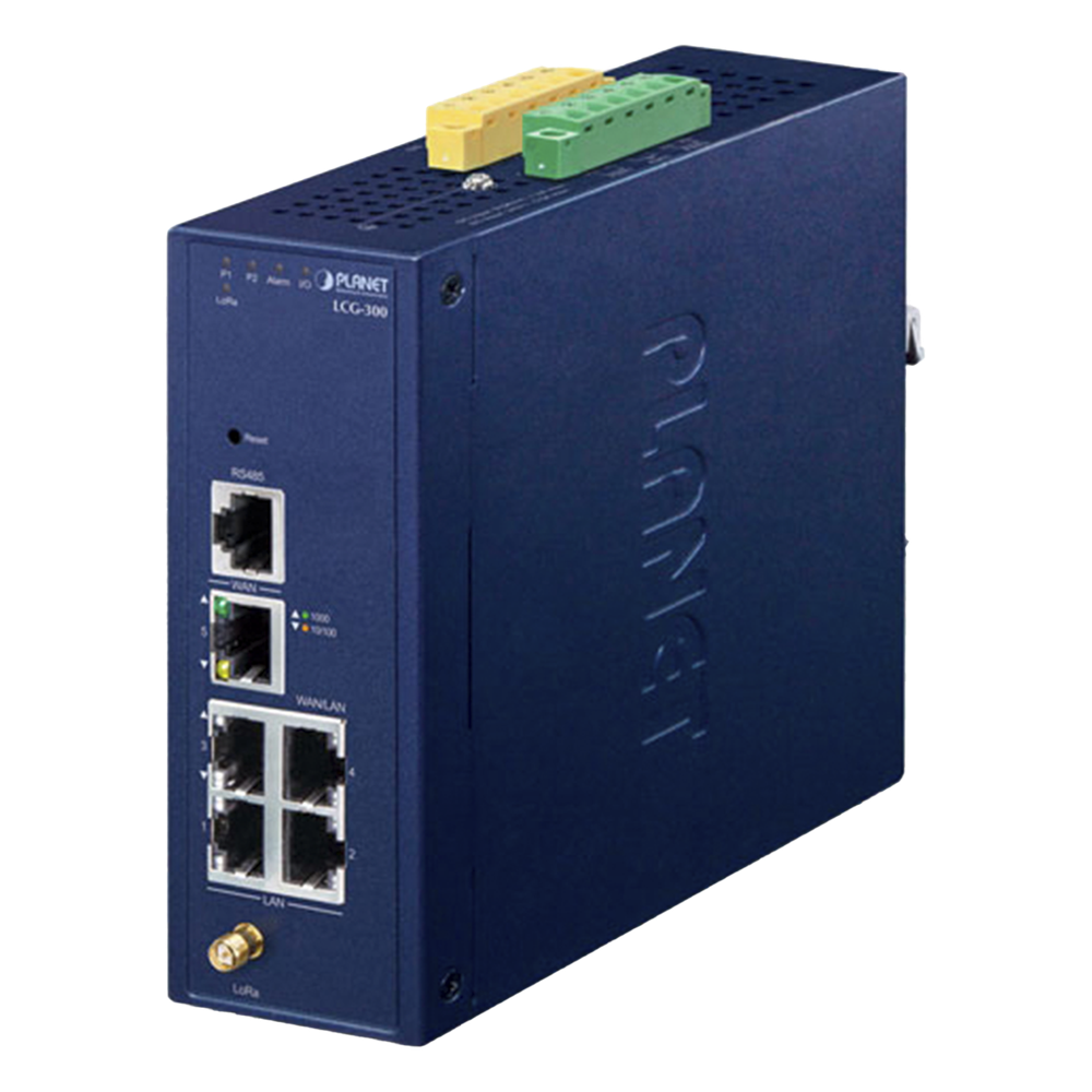 (LoRa) Gateway Industrial LoRaWAN con 5 puertos 10/100/1000T, Banda de 902 a 928 MHz, Con 2 Entradas y Salidas Digitales