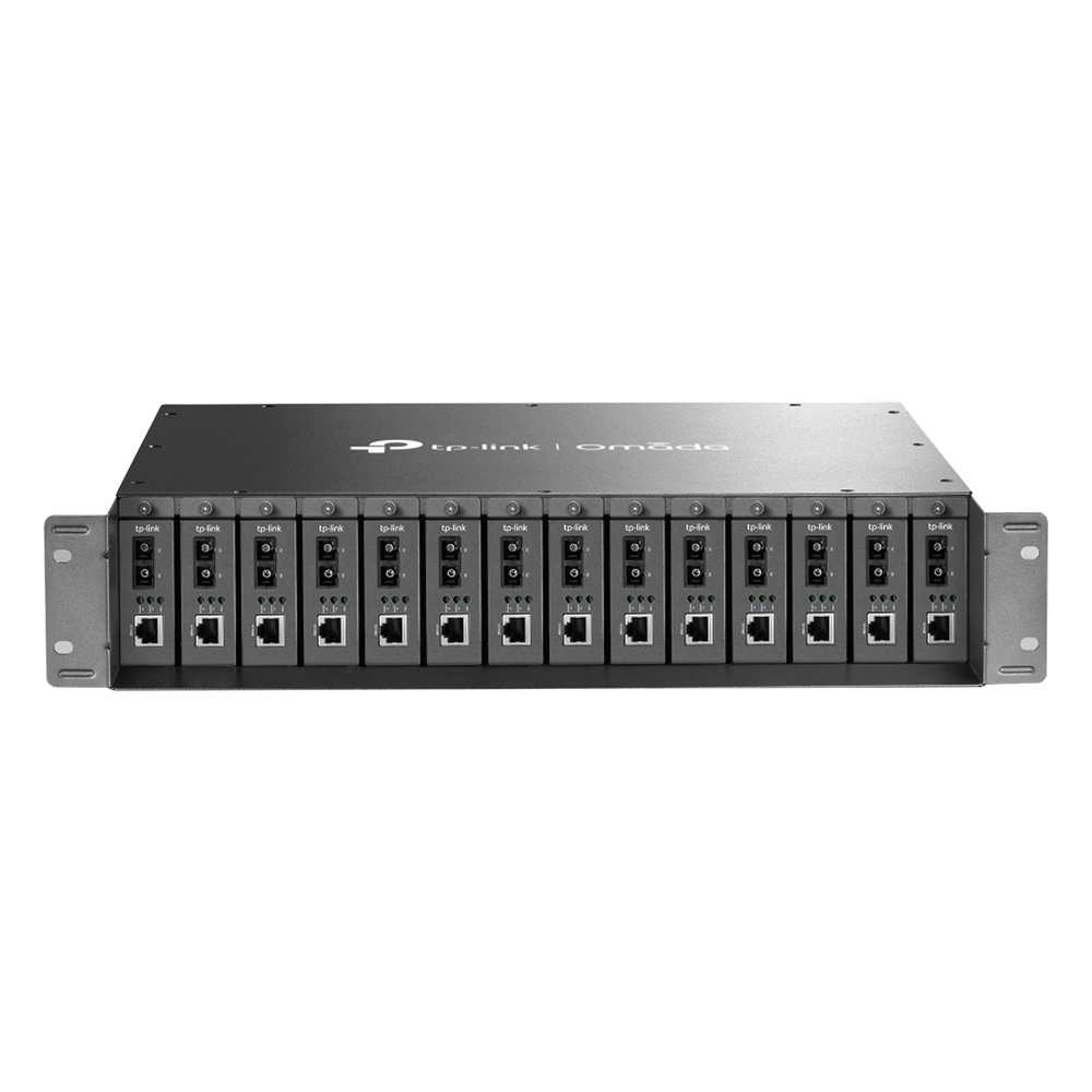 Chasis para Montaje en Rack de 14 bahías / Soporta Convertidores de Fibra Óptica TP-Link / Compatibles (MC111CS, MC112CS, MC220L, MC110CS, MC100CM, MC210CS, MC200CM) / Plug and Play