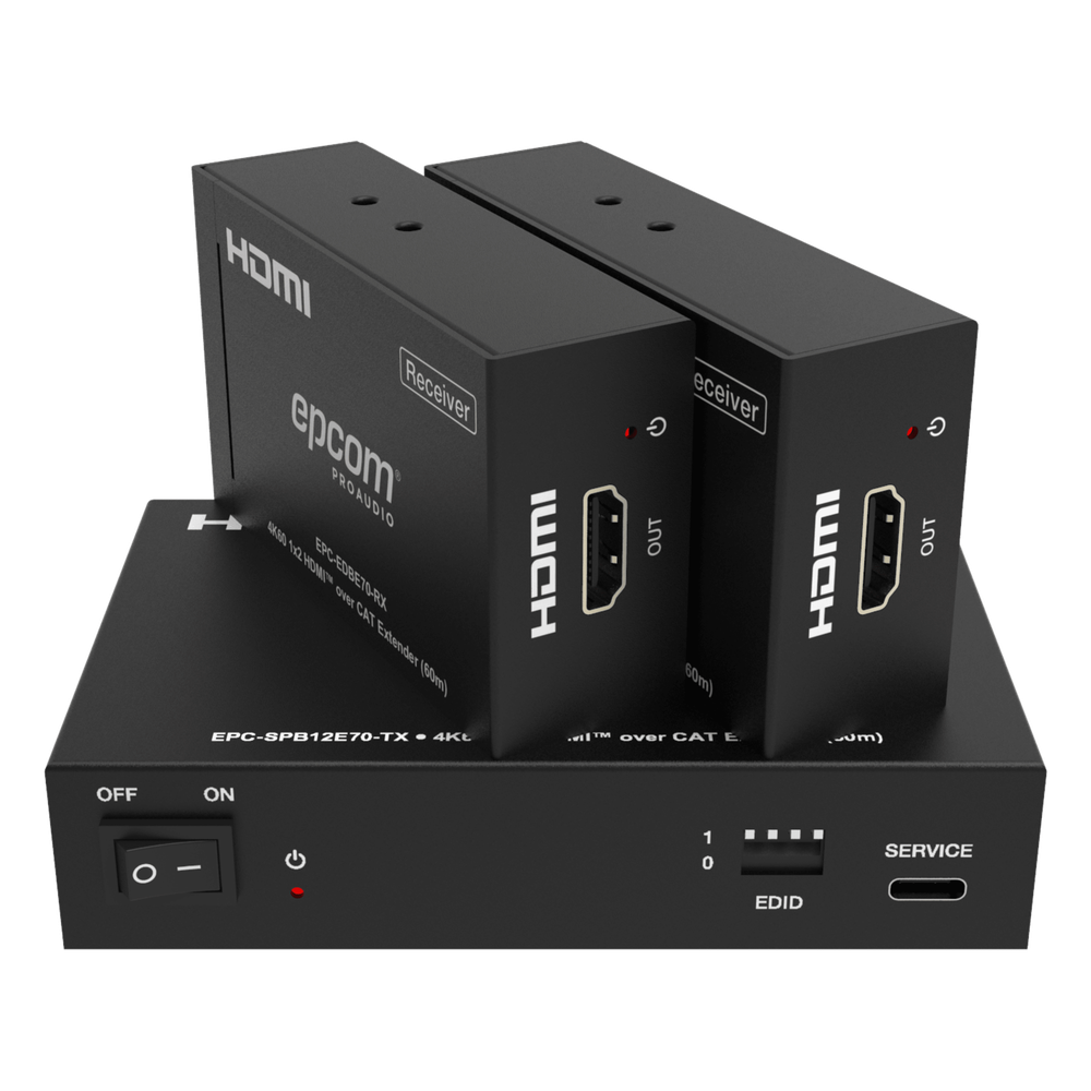 Splitter HDMI 1x2 | 4K@60Hz a 60m | 4K@30Hz a 70m | Cable Cat6 | EDID | HDCP 2.2 | Salida Loop