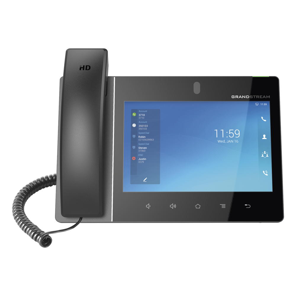Teléfono IP Android 11, 16 líneas SIP con 16 cuentas, pantalla táctil 8", puertos Gigabit, Wi-Fi, Bluetooth, PoE, codec Opus, IPV4/IPV6 con gestión en la nube GDMS