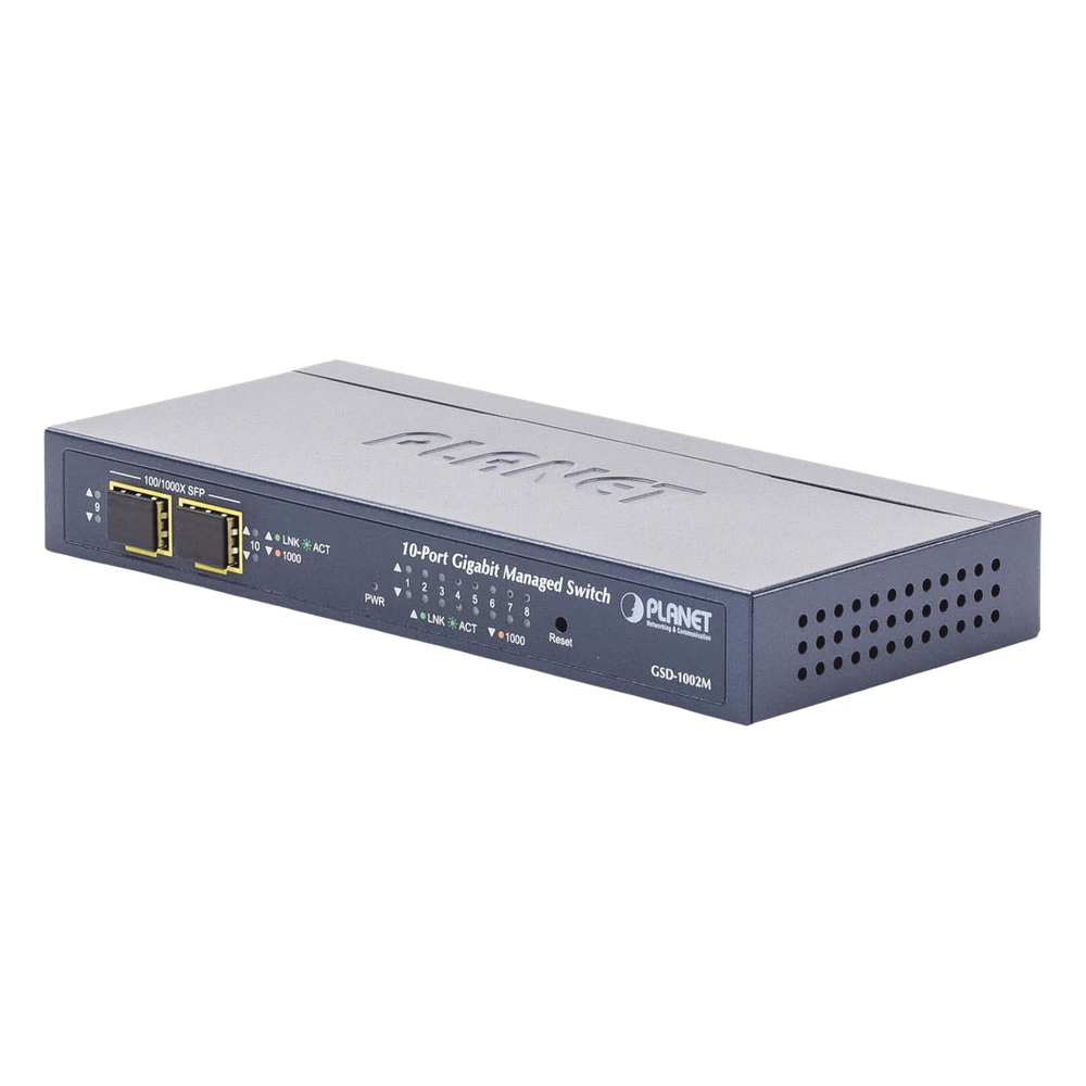 Switch Administrable de Escritorio de 8 Puertos Gigabit/ 2 Puertos SFP / 20 Gbps Switching / PoE In 802.3af/at / Dual Power DC + PoE / VLAN Q-in-Q / IPv6/IPv4/ Administración Remota con CloudNMS
