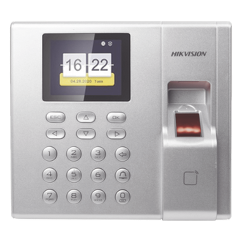 Terminal de Control de Acceso y Asistencia / Huella y Tarjetas EM / 1,000 Usuarios / Hik-Connect P2P / Pantalla LCD 2.4" / iVMS-4200