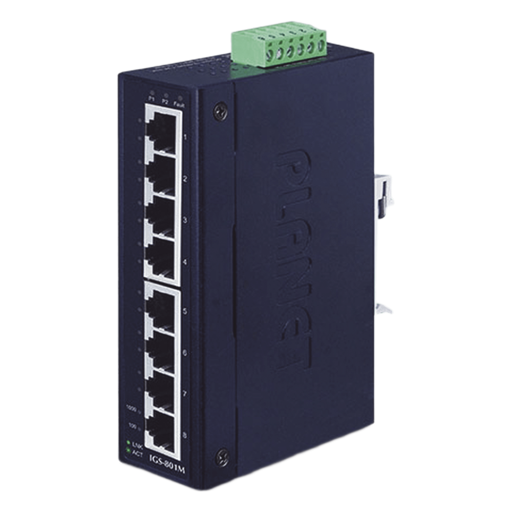Switch Industrial Administrable Capa 2, 8 Puertos Gigabit, Doble Entrada de Alimentación Para Fuente Redundante
