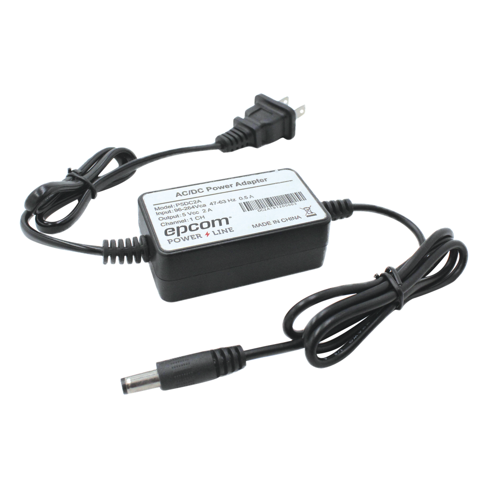 Fuente de poder de 5 Vcc regulado @ 2A; UL; Voltaje de entrada de 100-240 Vca / Con Terminales de Extensión