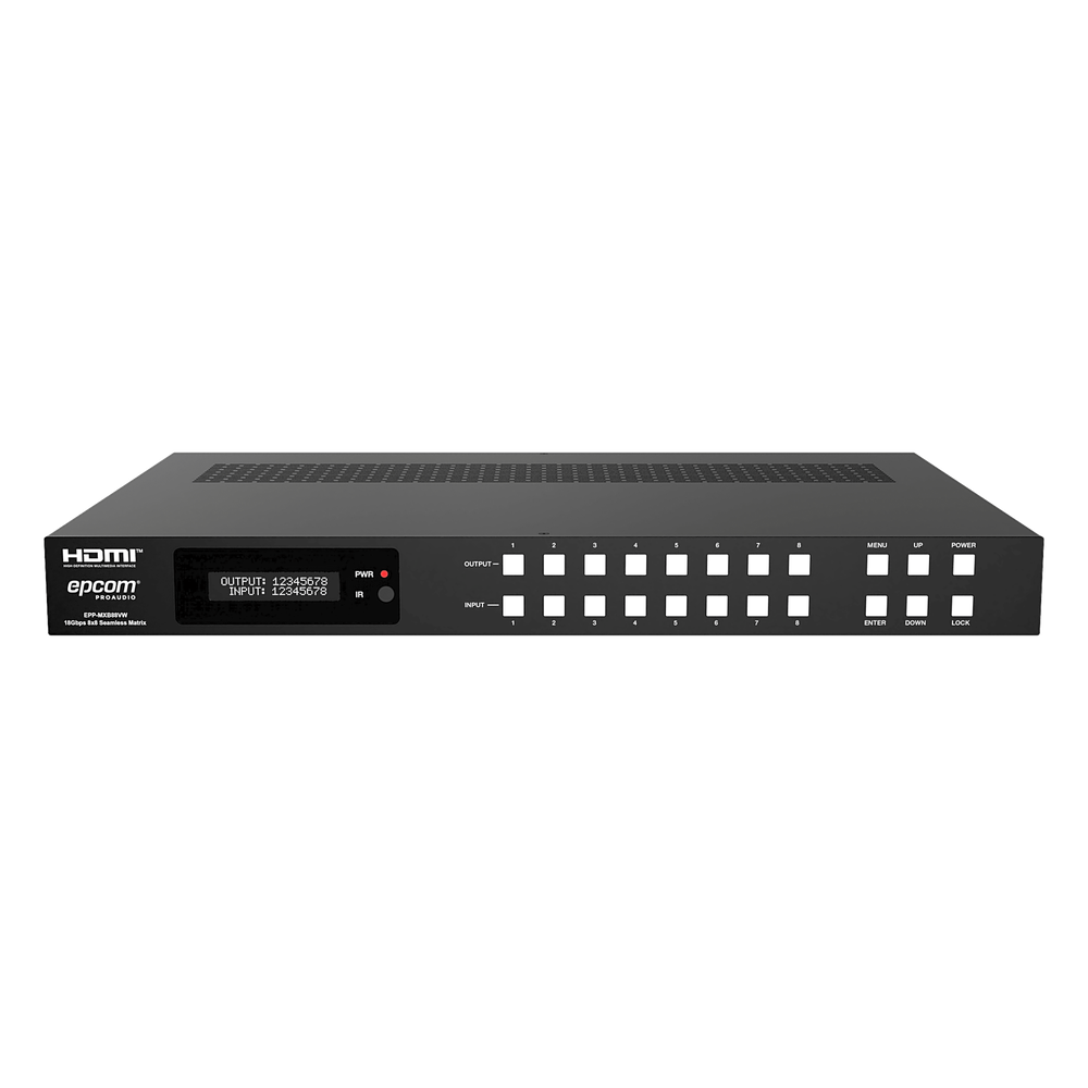 Matriz HDMI 8x8 | 4K60 Seamless | 18Gbps | Video Wall y Multivista (Multiview) | Audio Balanceado | Control Web RS-232 IR