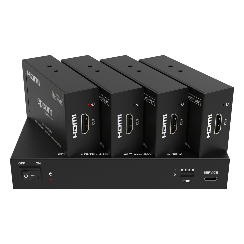 Splitter Extensor 1x4 | 4K@60Hz a 60m | 4K@30Hz a 70m | Cable Cat6 | EDID | HDCP 2.2 | Salida Loop