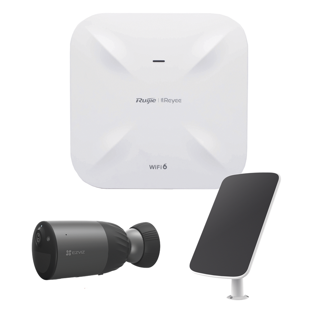 Kit de Cámaras Wi-Fi con Access Point/ Incluye 1 Cámara de Batería CS-BC1C / 1 Pane solar Mod. CS-CMT-SOLARPANEL-E / 1 Access Point RG-RAP6260(G)
