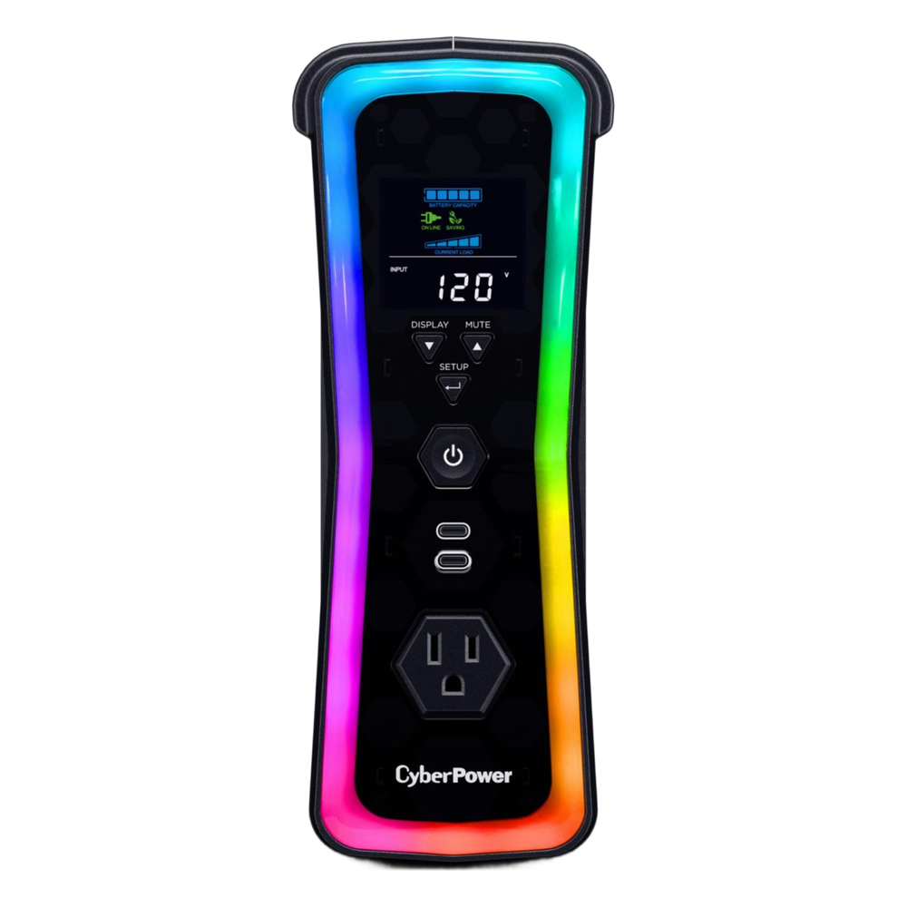 UPS Gamer de 1500 VA/1000 W, Topología Línea Interactiva, Entrada 120 Vca NEMA 5-15P, y 13 Salidas NEMA 5-15R, Puerto USB, Con Regulador de Voltaje (AVR)
