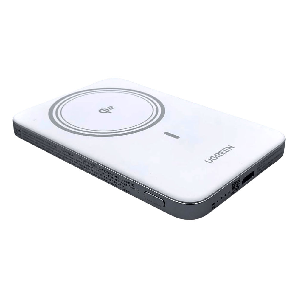 Power Bank Magnético Inalámbrico / 5000 mAh / 20W USB-C PD3.0 + 15W Carga Inalámbrica / Compatible MagSafe y Qi / Diseño Ultrafino 8.6 mm (0.3 in) / Carga Simultánea Cable + Inalámbrica / Baterí
