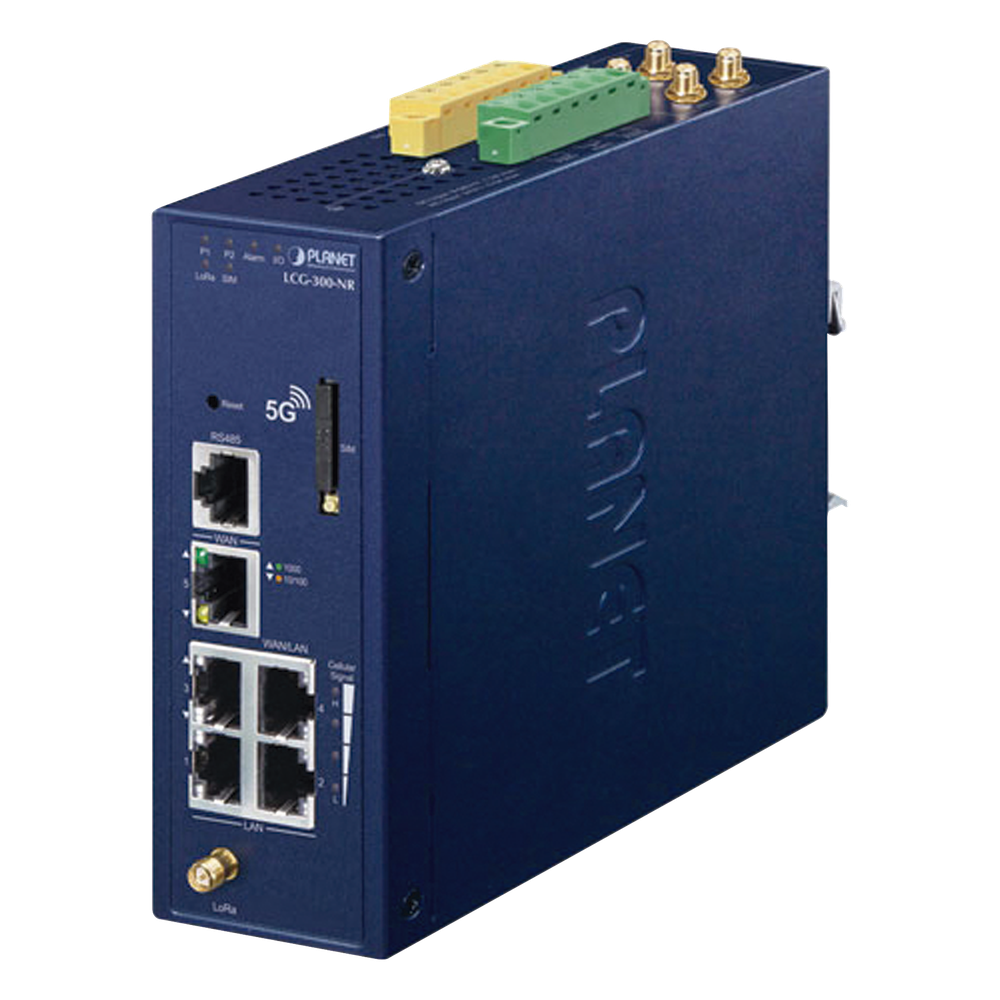 (LoRa) Gateway Industrial LoRaWAN Celular 5G NR Con 5 Puertos 10/100/1000T