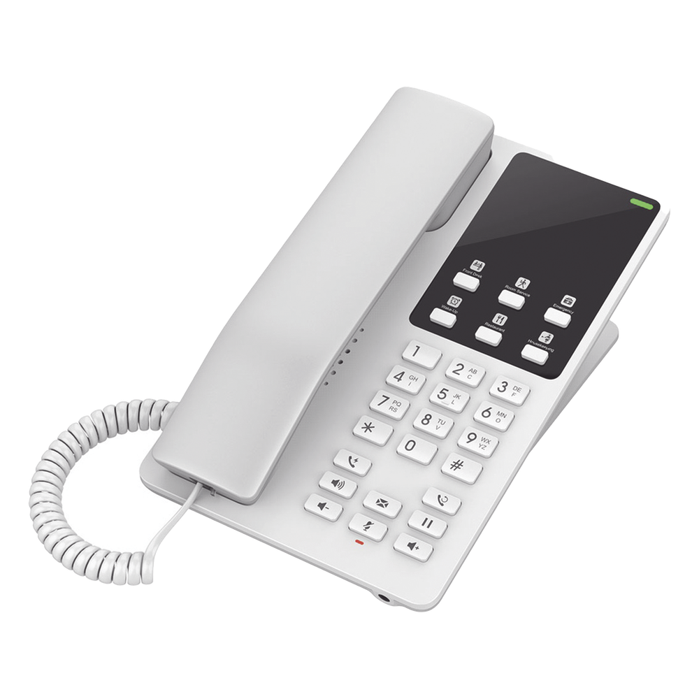 Teléfono IP Hotelero, 2 líneas SIP con 2 cuentas, codec Opus, IPV4/IPV6, color blanco, con gestión en la nube GDMS
