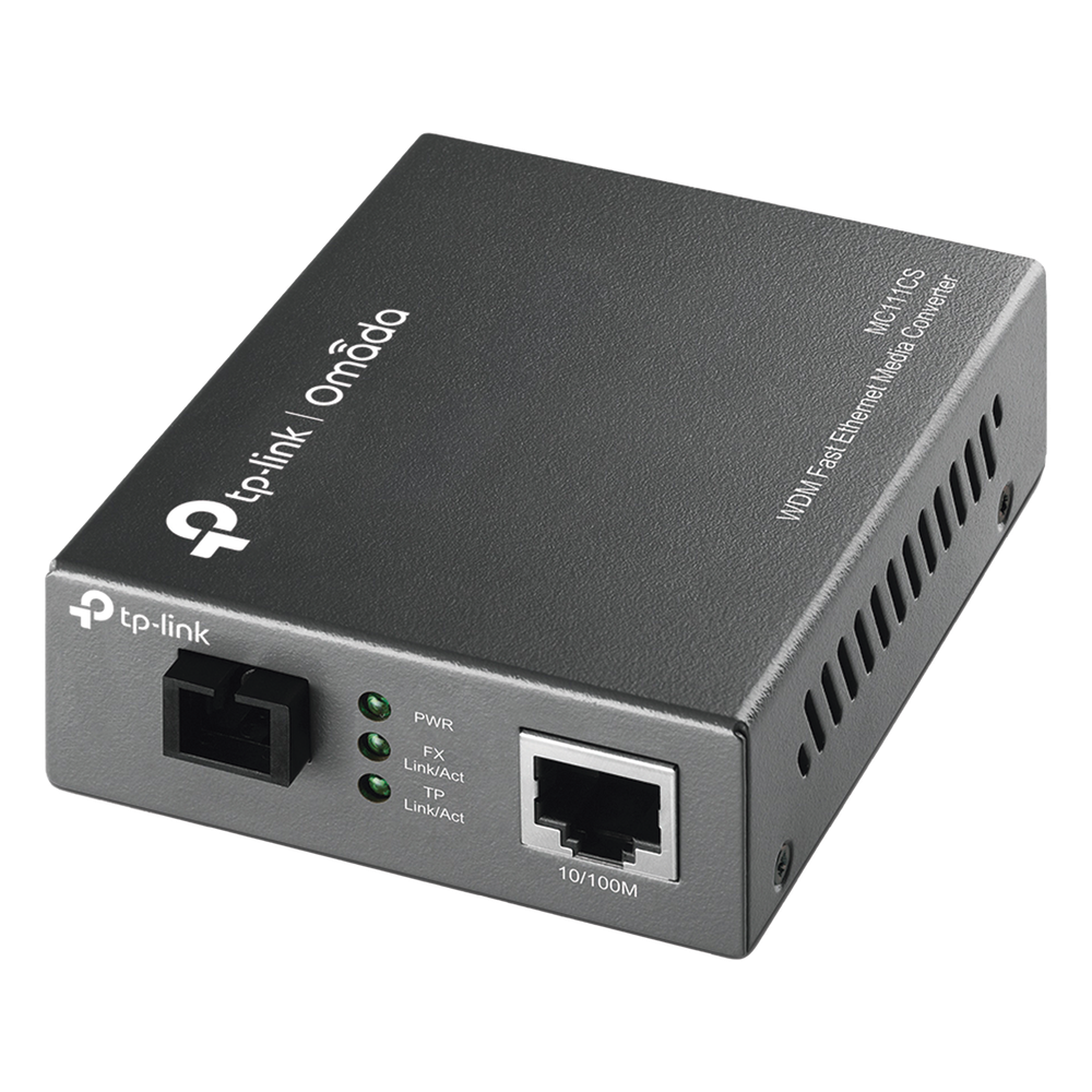 Convertidor Fibra Óptica WDM Monomodo / 1 puerto RJ45 10/100 Mbps / 1 puerto SC/UPC 100 Mbps / Hasta 20 Km / Para su Funcionamiento Requiere el Modelo MC112CS / Plug and Play
