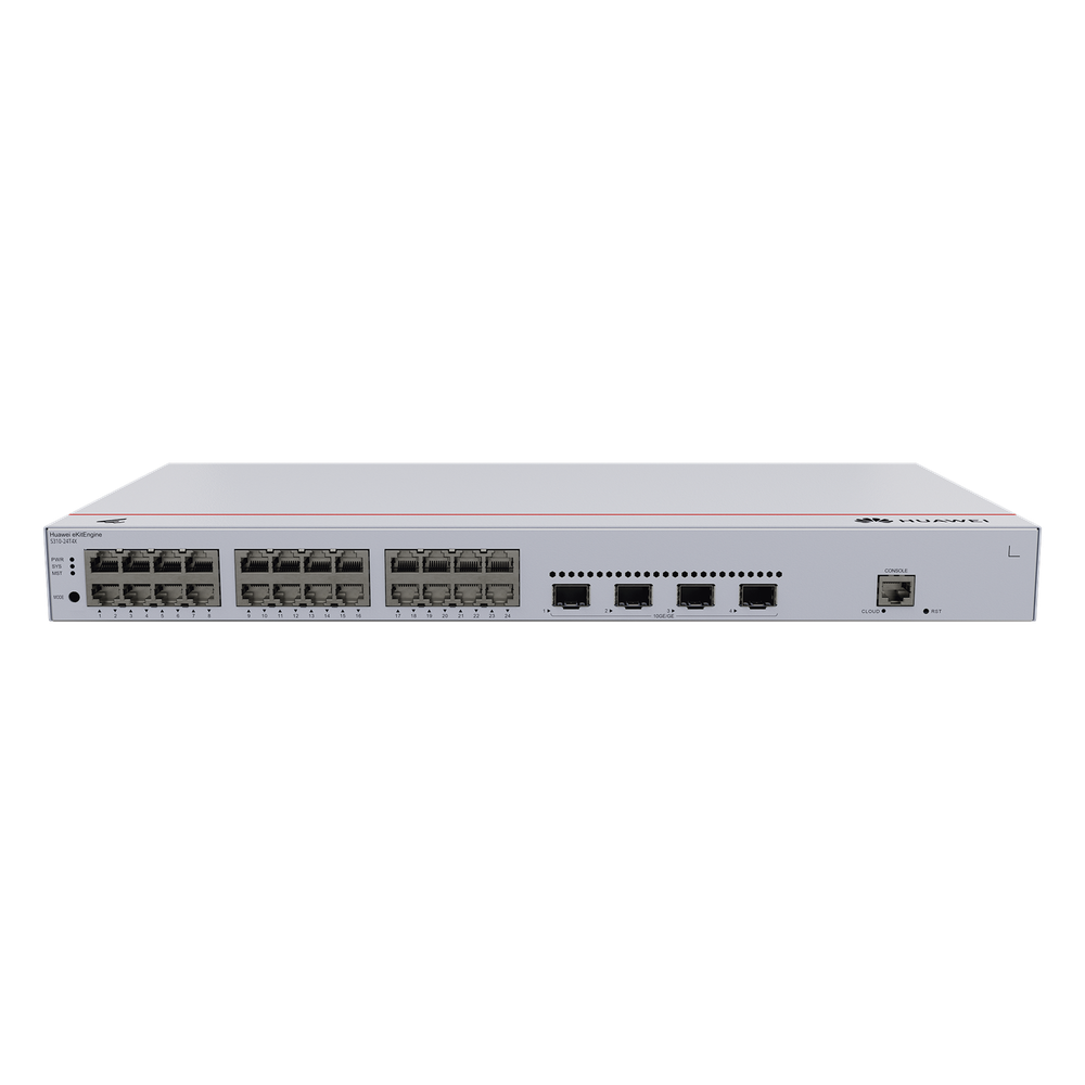 Switch de Distribución/Core Gigabit Administrable Capa 3 / 24 puertos 10/100/1000 Mbps / 4 Puertos 10GE SFP+ Uplink / ERPS / Rutas Estáticas / iStack / Administración Nube Gratis