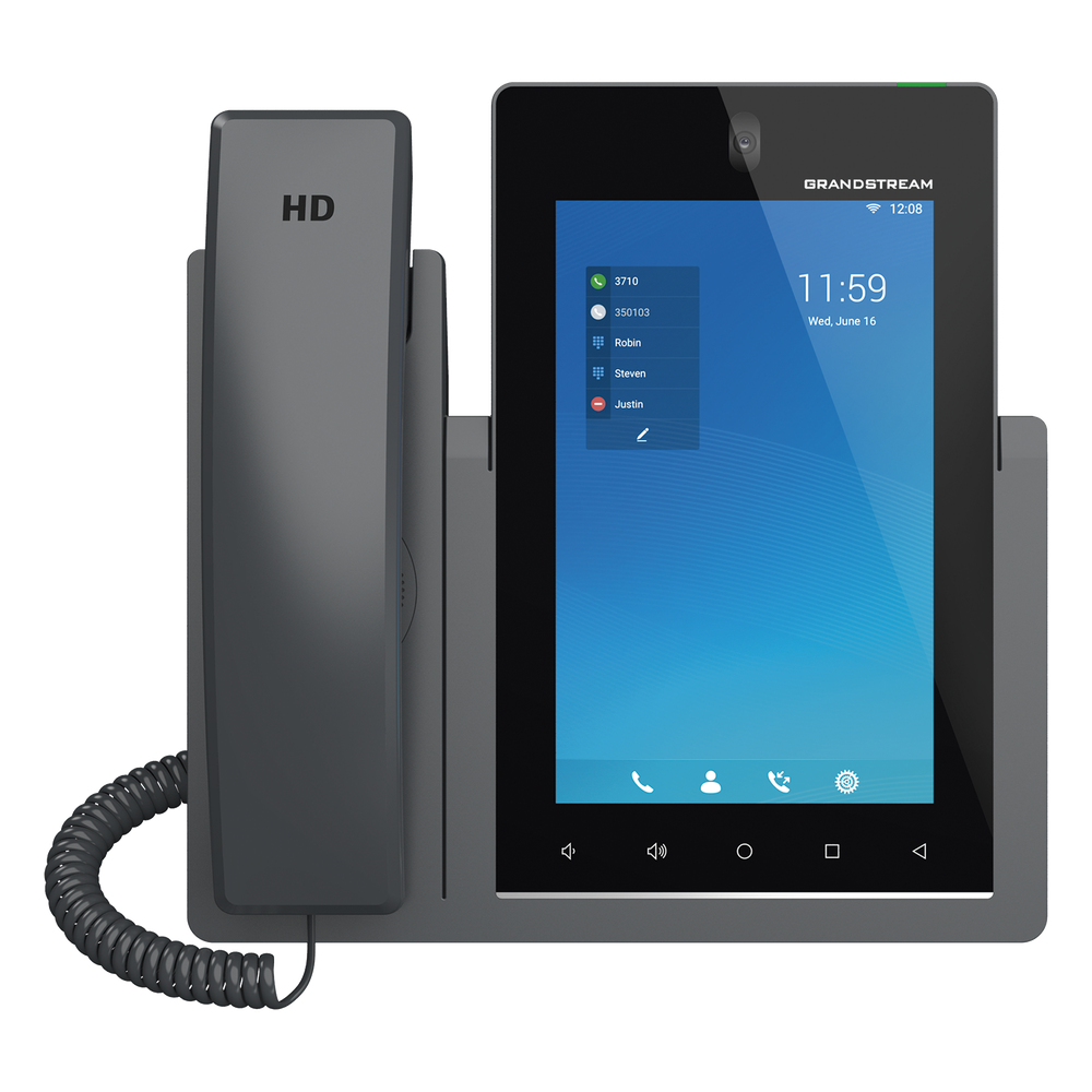 Teléfono IP Android 11, 16 líneas SIP con 16 cuentas, pantalla táctil 7", puertos Gigabit, Wi-Fi, Bluetooth, PoE, codec Opus, IPV4/IPV6 con gestión en la nube GDMS