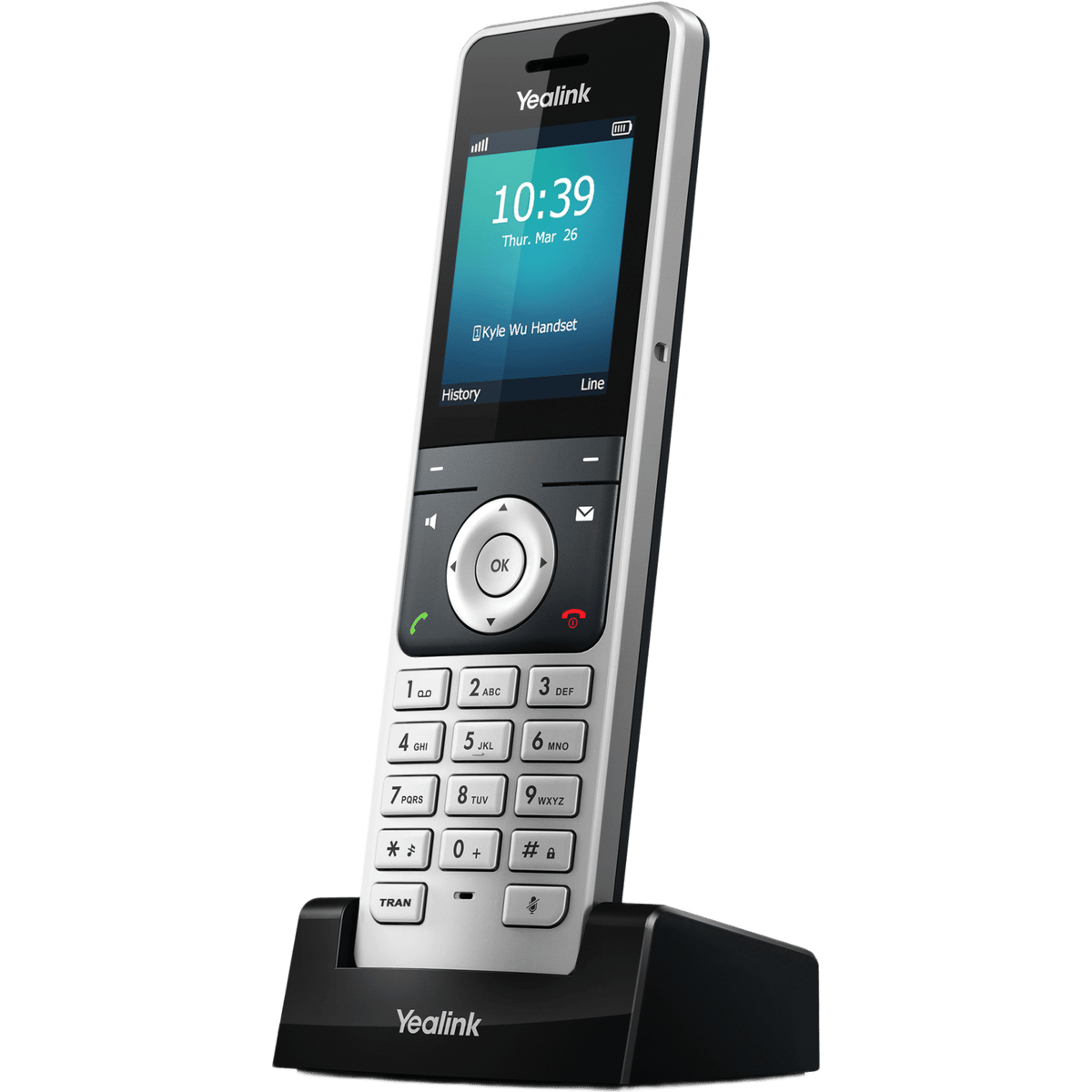 Teléfono Inalámbrico DECT Yealink W56H para Bases W70B W80 y W90 con Pantalla a Color Audio HD y Batería de 30 Horas