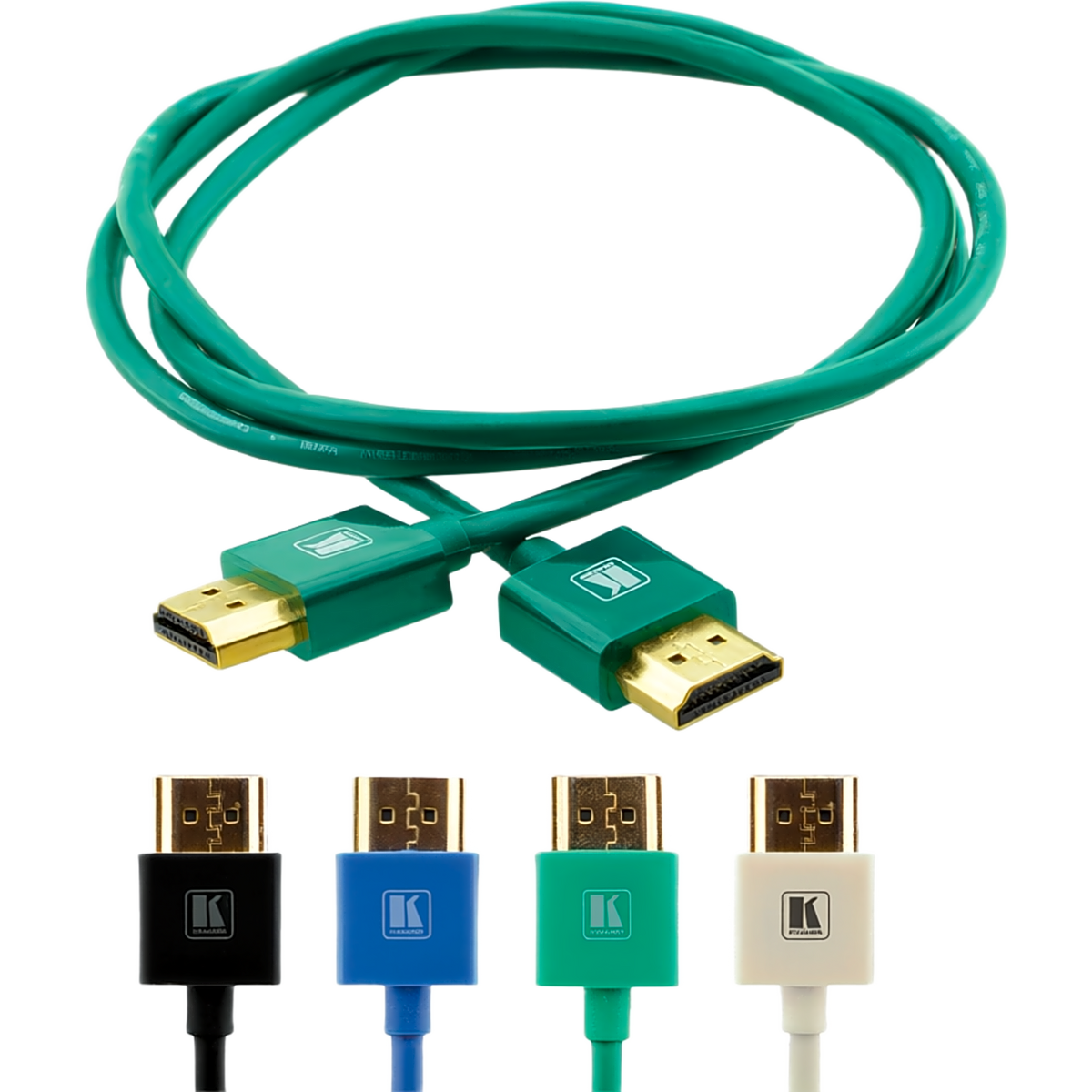 Cable HDMI Ultra Delgado Alta Velocidad con Ethernet | 4K@60Hz (4:4:4) | 18Gbps | Conector HDMI Delgado 16 mm (0.63 in) | Radio de Curvatura 36 mm (1.42 in) | Triple Blindaje | Conectores Chapados en Oro 24K | 0.9 m | Verde