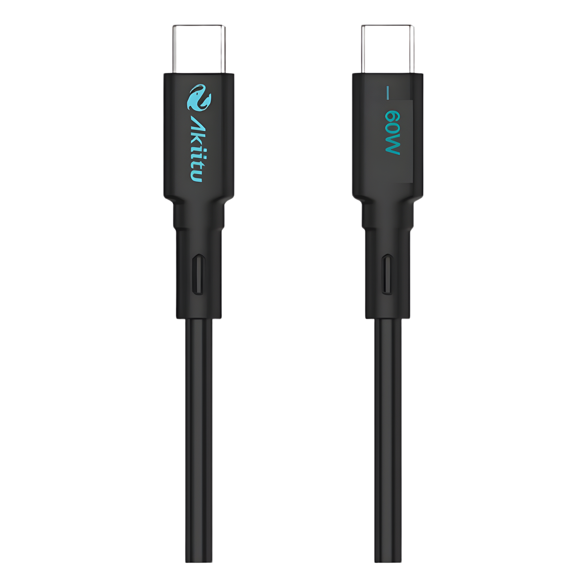 Cable USB-C a USB-C / 1 Metro / Carga Rápida 60W / Transferencia 480 Mbps / Magnético de Silicona Líquida / Auto-enrollable / Anti-enredos / Negro