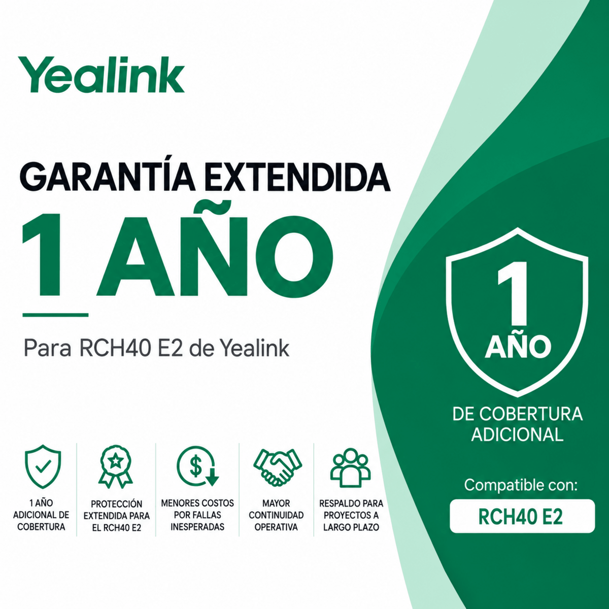 Garantía Extendida de 1 Año para Switch PoE RCH40-E2 de Yealink