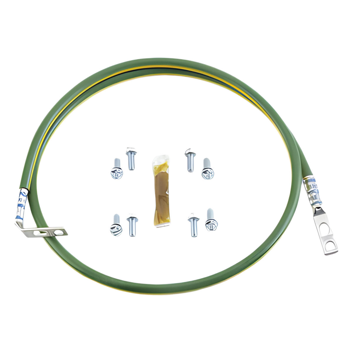 Jumper para Aterrizar Equipos en Racks o Gabinetes, 6 AWG, con Terminal Doblada a 45 Grados, Para Conexión a Tierra y Terminal Recta Para Equipos, 61 cm de Largo