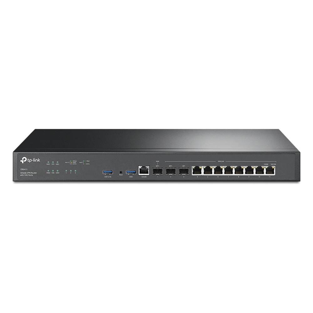 Router Omada VPN / SDN Multi-WAN 10G / 1 Puerto WAN SFP+ 10G / 1 Puerto WAN/LAN SFP+ 10G / 1 Puerto WAN/LAN SFP 1G / 8 puertos LAN/WAN 1G / 2 Puertos USB / 2.3 Millones Sesiones Concurrentes / Administración Centralizada OMADA SDN.