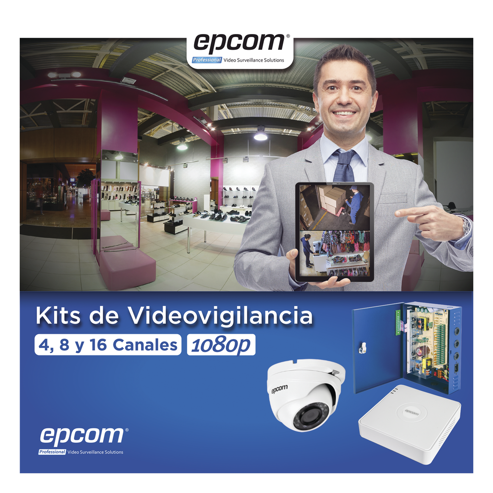 KIT TurboHD 1080p Lite / DVR 16 Canales / 16 Cámaras Eyeball Exterior ( 2.8mm) / Transceptores / Conectores / Fuente de Poder Profesional