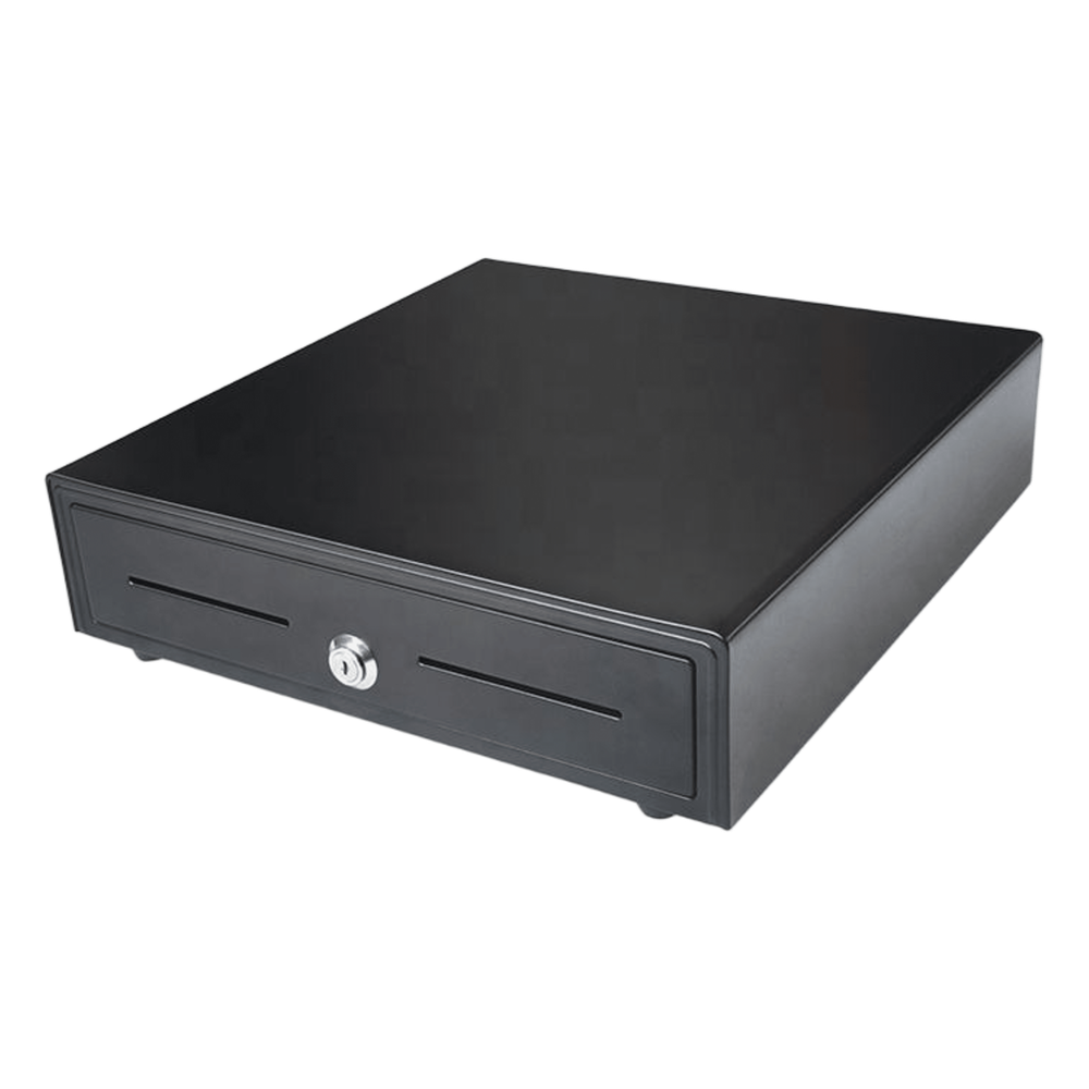 Cajón para Efectivo / Serie EK / Electrónico RJ11 / 5 Billetes + 8 Monedas / Gripper Metálico / Base para ECR / 410 mm