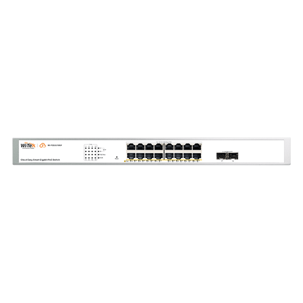 Switch Administrable PoE / 16 puertos PoE af/at Gigabit / 2 x SFP Gigabit / Administración Cloud Gratuita / Presupuesto 240 W