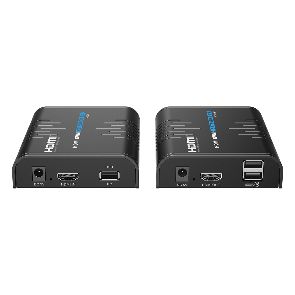 Kit extensor KVM (HDMI y USB) hasta 120 metros | Resolución 1080P @ 60 Hz | Soporta STP y UTP CAT6 | Soporta Switch Gigabit para control KVM múltiple | Soporta hasta 253 receptores | Transmite el Video y Controla tu DVR vía USB