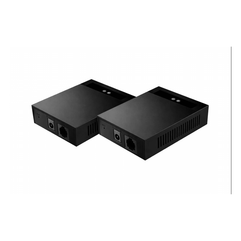 Convertidor 2 Hilos a Ethernet PoE / Salida PoE Estándar IEEE 802.3af/at / Transmisión hasta 300 m (984.3 ft) con Red y Alimentación / Compatible con Switches Fanvil PN8 y PN24 / Reutiliza Cableado PSTN y AWG / Entrada 100V~240V