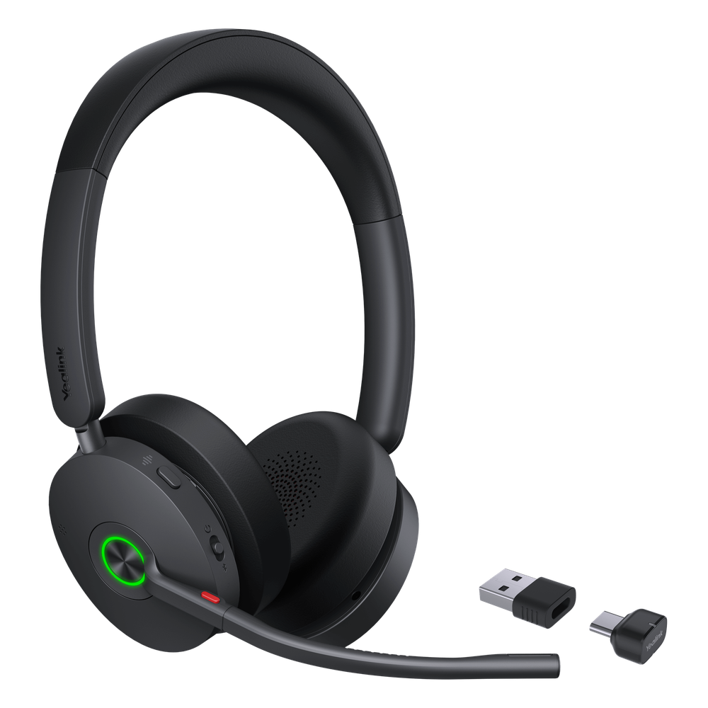 Auriculares estéreo Yealink BH74 con base de carga / Bluetooth 5.3 con adaptador USB C&A / Cancelación activa de ruido / Indicadores de actividad
